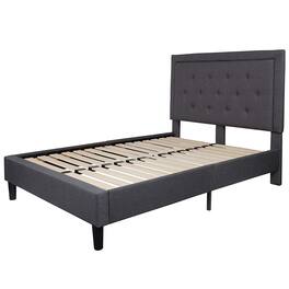Hivvago - Full size Fabric Upholstered Platform Bed Frame with Tufted Headboard - Dark Gray