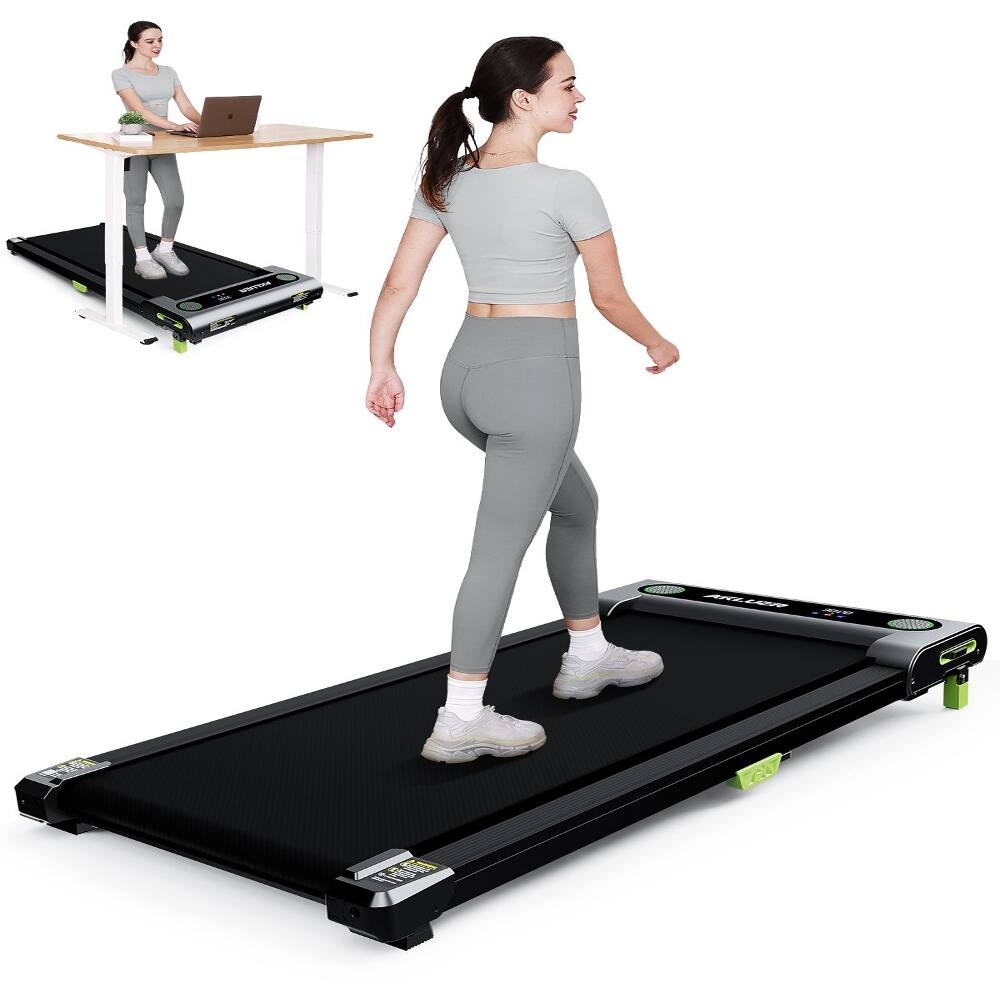 Angle. Loheer - Loheer Under Desk Treadmill Walking Pad with Incline Quiet Portable Treadmill for Home Office LED Display - Black.