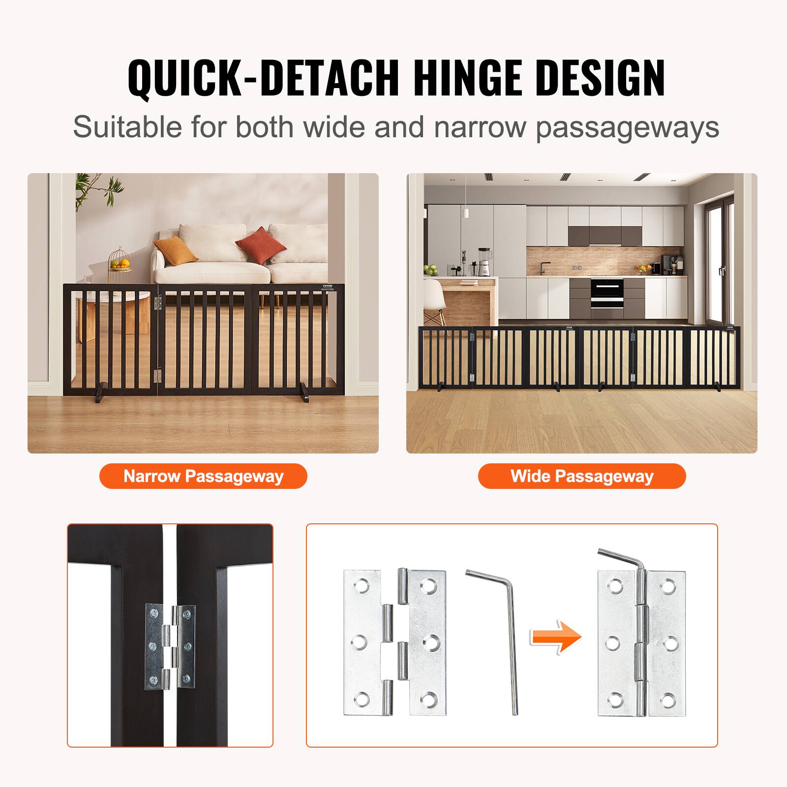 QUICK-DETACH HINGE DESIGN

Suitable for both wide and narrow passageways

Narrow Passageway

Wide Passageway