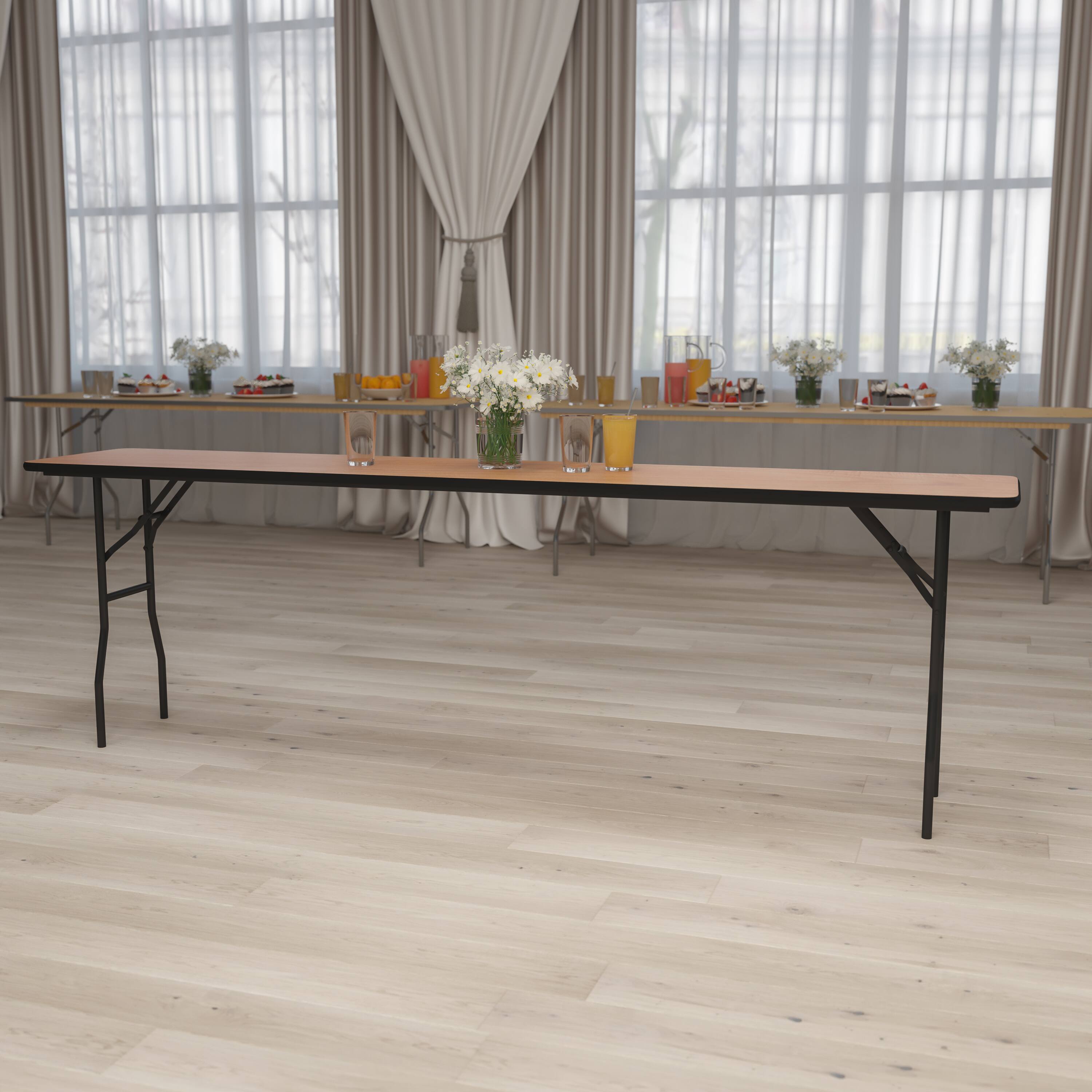 Alt View 11. Alamont Home - 8-Foot Rectangular Wood Folding Training / Seminar Table with Smooth Clear Coated Finished Top - Natural.