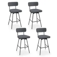 Costway - 29" Upholstered Swivel Bar Stool Set of 4 with Padded Seat Footrest Metal Frame - Gray - Front_Zoom