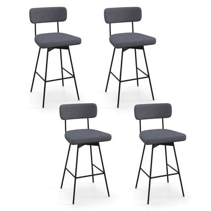 Front. Costway - 29" Upholstered Swivel Bar Stool Set of 4 with Padded Seat Footrest Metal Frame - Gray.