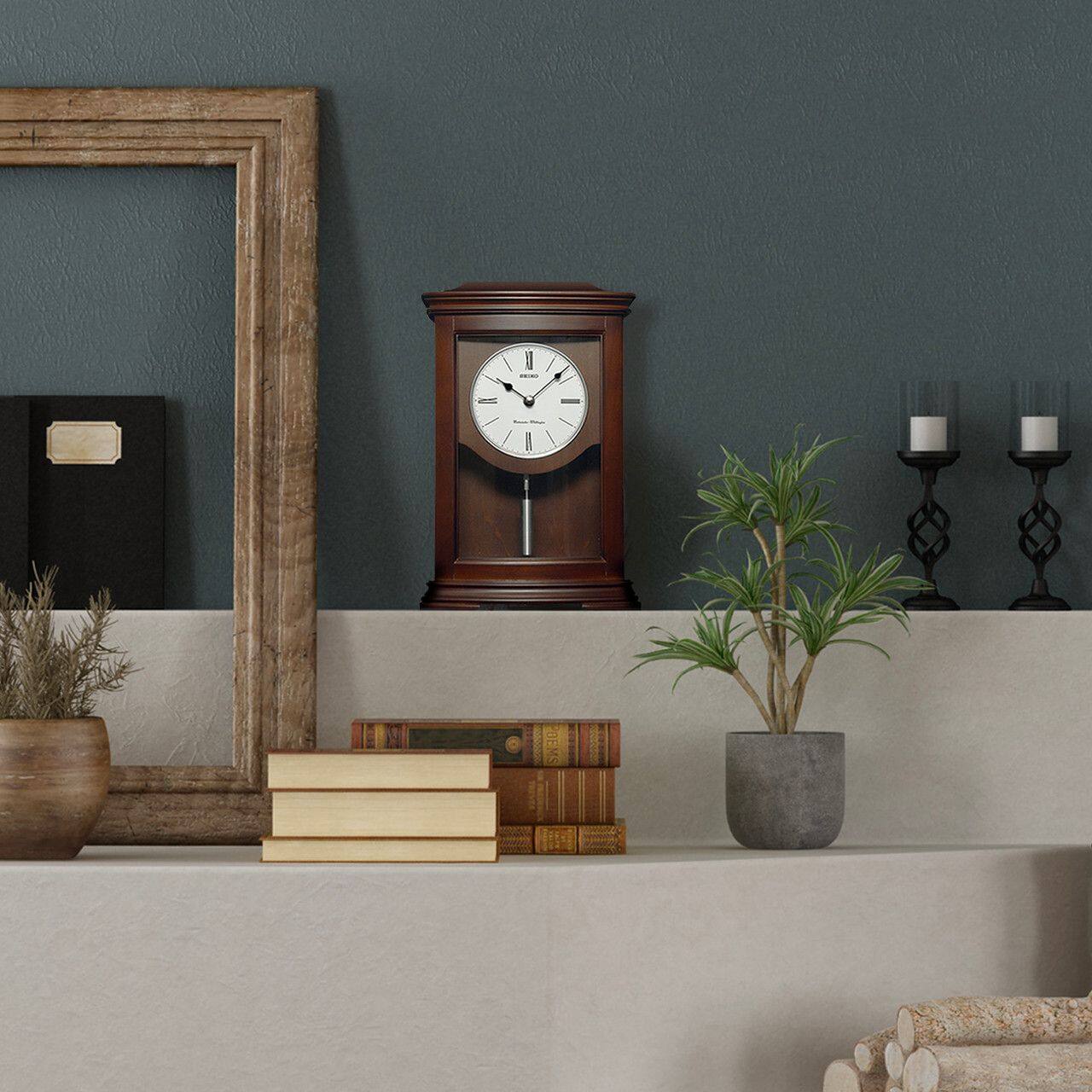 Left. Seiko - Seiko Suki Mantel Clock - Brown - Brown.