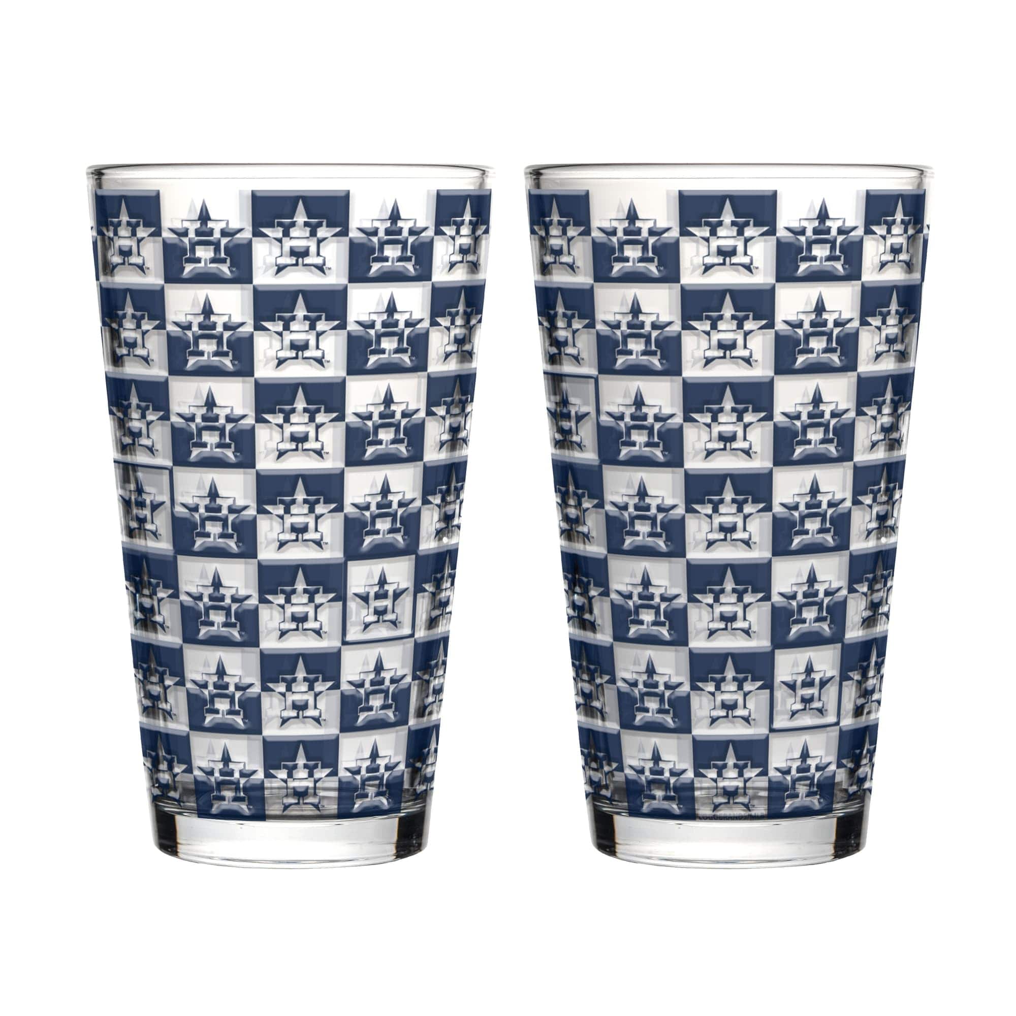 Logo Brands - Houston Astros Two-Pack Gridiron Stained 16oz. Pint Glass Set - Multicolor