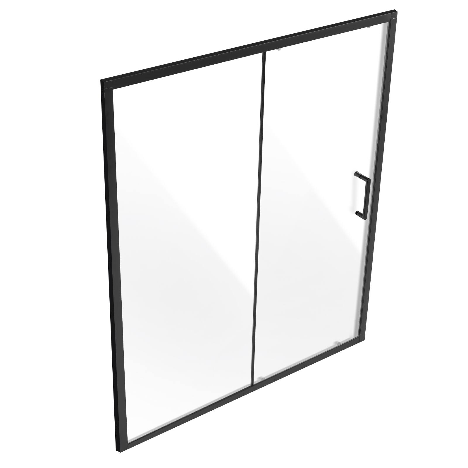 Alt View 5. VEVOR - Semi-frameless Shower Door, 57.7-59 W x 70 H in, Shower Sliding Glass Door with 1/4 in(6mm) Clear Tempered Glass - Black.