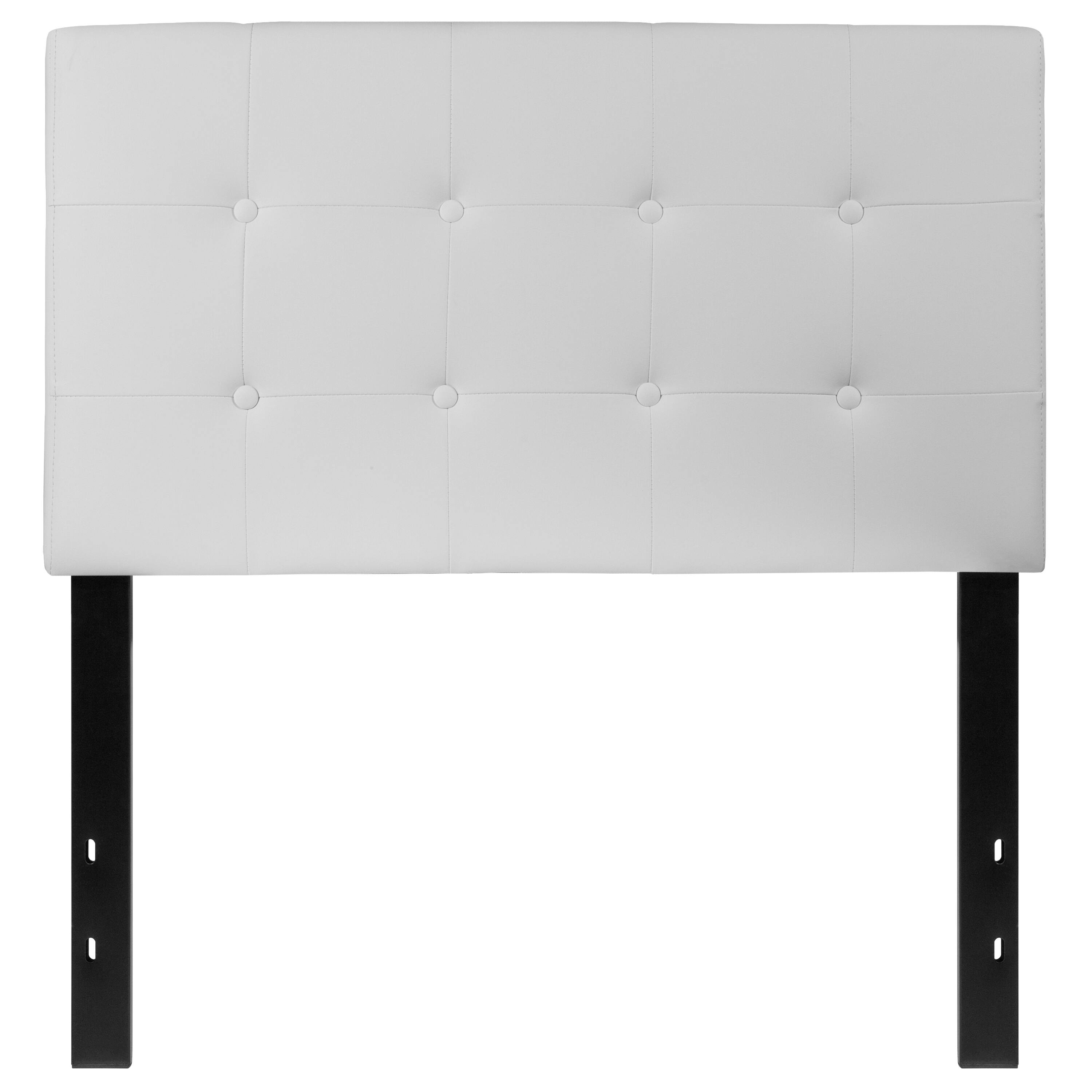 Alt View 5. Emma + Oliver - Button Tufted Adjustable Height Upholstered Headboard - White.