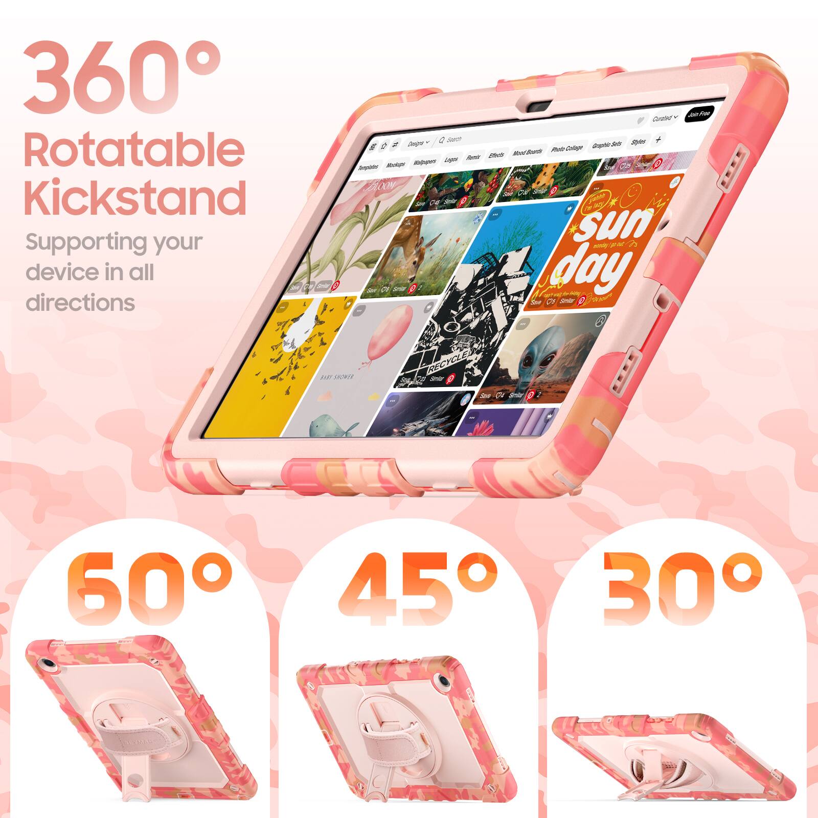 360° Rotatable Kickstand  
Supporting your device in all directions  

50°  
45°  
30°
