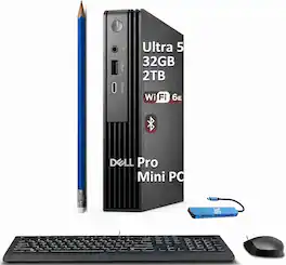Dell - Upgraded - Pro Micro Desktop - MFF - Intel Core Ultra 5 - 32GB RAM - 2TB SSD - Wi-Fi 6E - Keyboard - Mouse - Windows 11Pro - Black