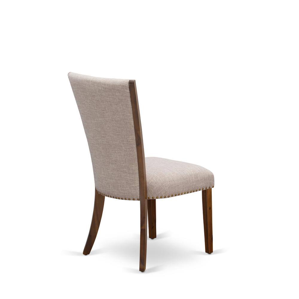 Alt View 3. East West Furniture - Set of 2 - Modern Chairs- mid century Dining Chairs Includes Antique Walnut Wooden Structure - Brown.