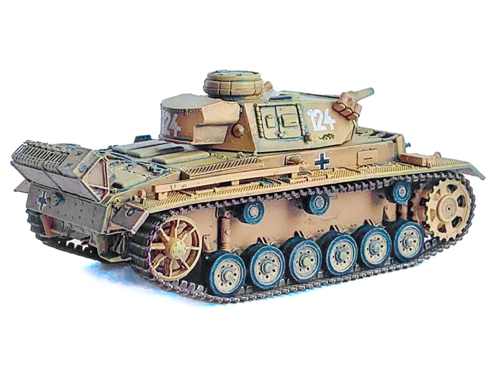 Back. Dragon Models - Germany Pz.Kpfw.III Ausf.N DAK Tank #124 s.Pz.Abt.501 Tunisia Tiger Insignia (1942/43) NEO Dragon Armor Series 1/72 - Multi.