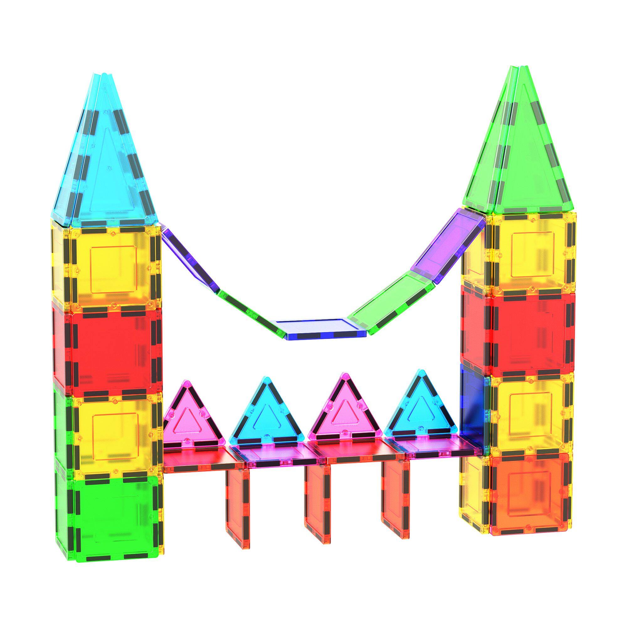 Alt View 5. PicassoTiles - PICASSO-TILES Magnetic Tiles for Kids, Construction STEM Building Blocks Educational Toy, 12PCS - Multicolor.