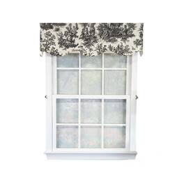 RLF Home - Baroque Provance 100% Cotton Rod Pocket Lined Window Valance 50" x 15" - Black