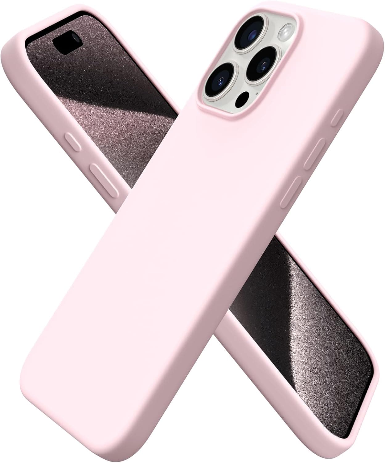 Front. Ornarto - ORNARTO Compatible with iPhone 15 Pro Max Case 6.7", Slim Liquid Silicone Full Covered Protective Cover-Chalk Pink - Chalk Pink.