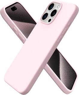 Ornarto - Compatible with iPhone 15 Pro Max Case 6.7", Slim Liquid Silicone Full Covered Protective Cover - Chalk Pink