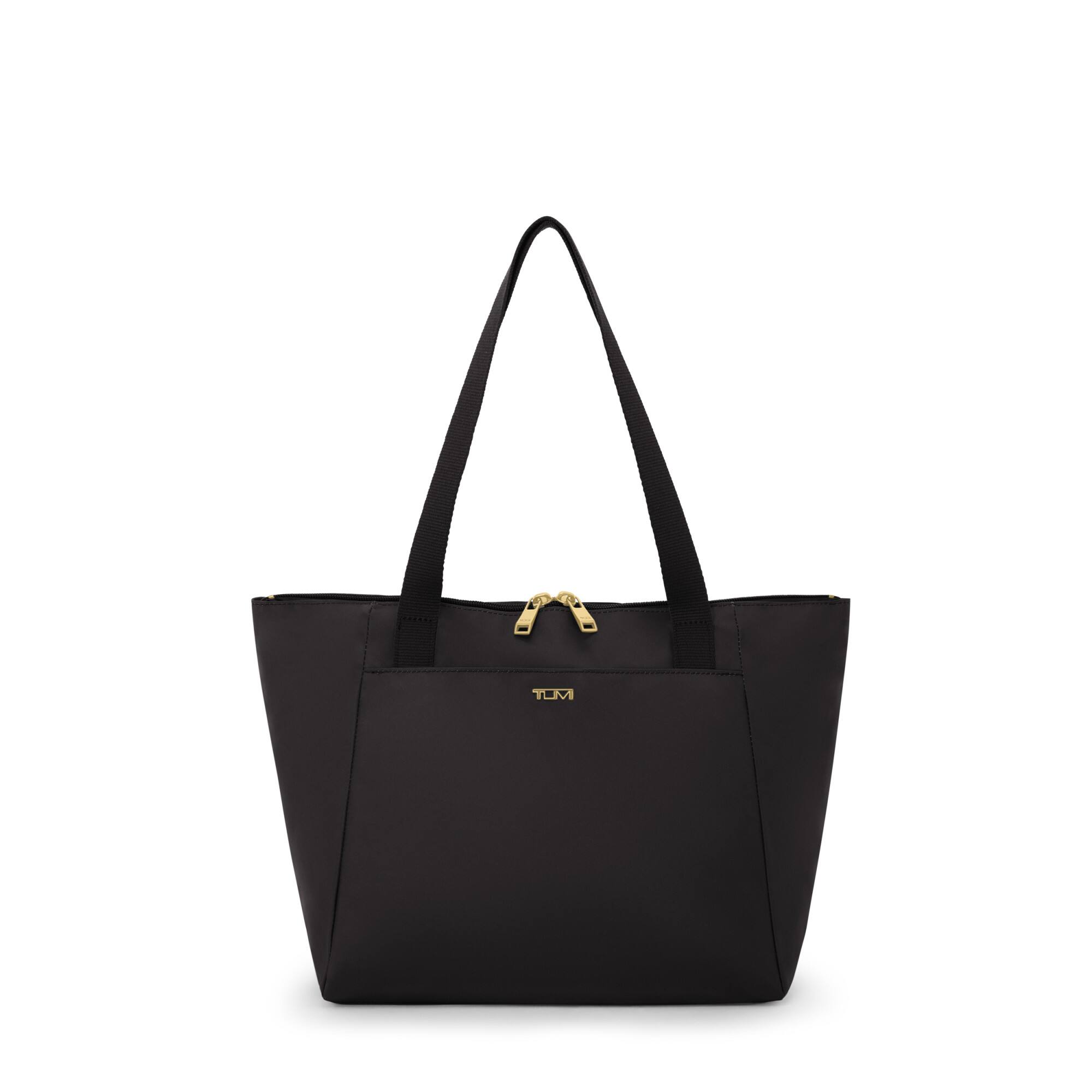 Front. TUMI - Voyageur Just In Case Small Tote Bag - Black/Gold.