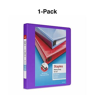 1-Pack Staples Heavy Duty Binder Reinforced rings open easily