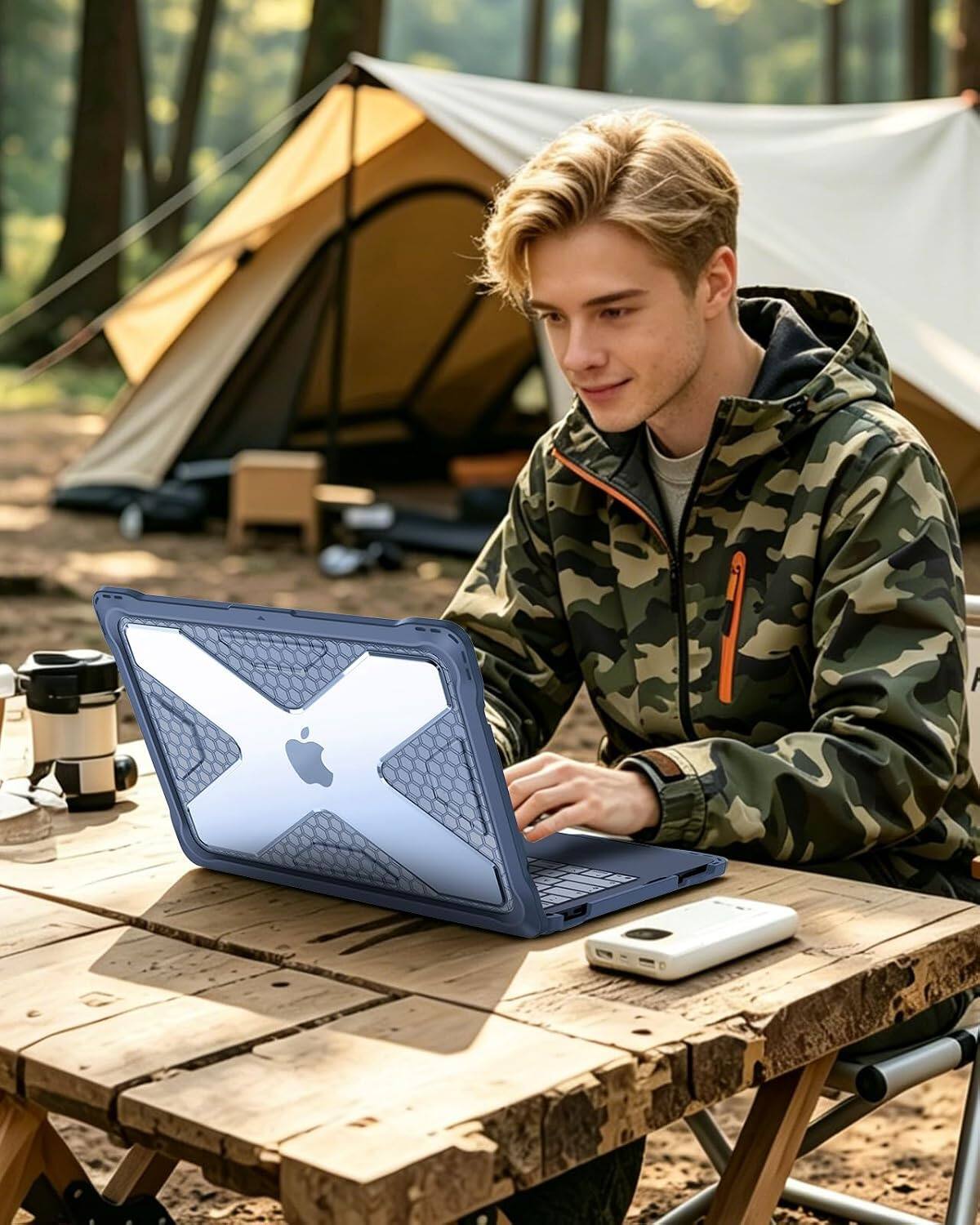 Alt View 2. Fintie - Rugged Case for MacBook Neo 13 Inch (Model A3404, 2026 Release) Heavy Duty, TPU Bumper, Hard Shell, Snap-On Cover - Indigo.