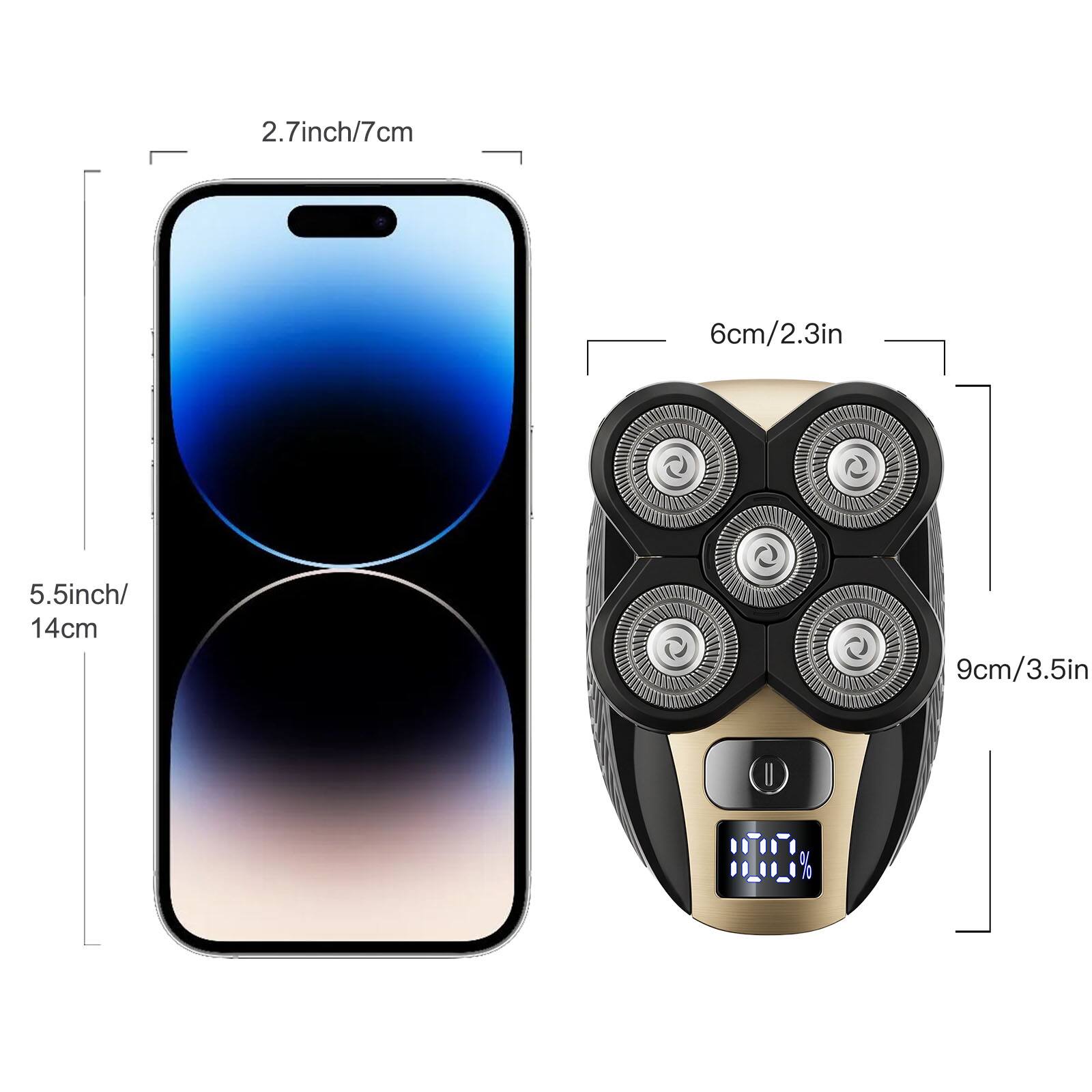 2.7 inch/7 cm  
6 cm/2.3 in  
5.5 inch/14 cm  
9 cm/3.5 in