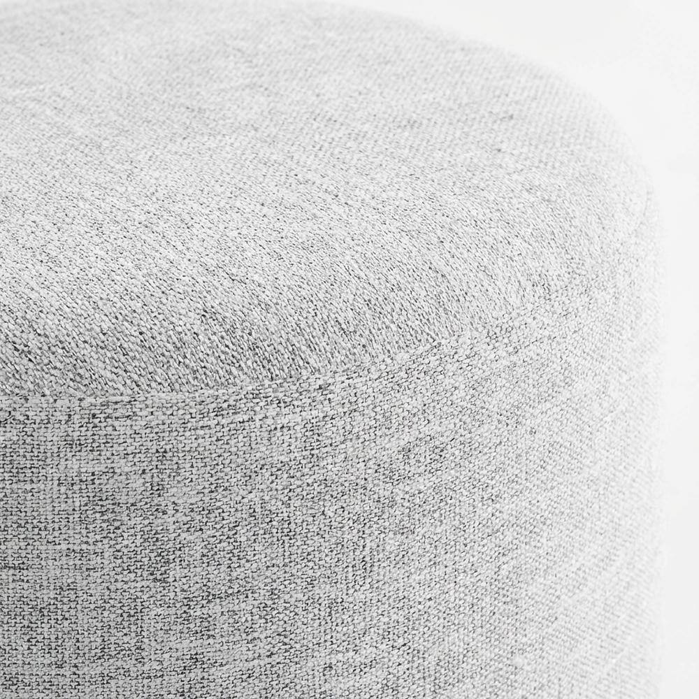 Alt View 1. Outdoor Escape - 16" Round Heathered Fabric Upholstered Ottoman for Outdoor Living - Gray.