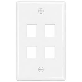 Cmple.com - Cmple - Keystone Wall Plate Cover Ethernet Wall Plates for Modular Inserts, RJ45 Keystone Jack - 4 Port - White