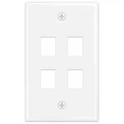 Front. Cmple.com - Cmple - Keystone Wall Plate Cover Ethernet Wall Plates for Modular Inserts, RJ45 Keystone Jack - 4 Port - White - White.