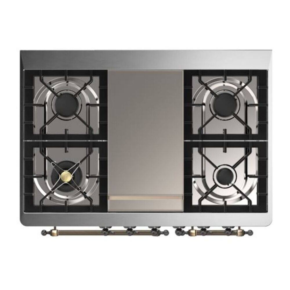 Alt View 8. ILVE - ILVE Majestic II 40 inch Dual Fuel Range with 6 Burners + Griddle (Liquid Propane, Blue Grey, Burnished Trim) - Blue Grey.