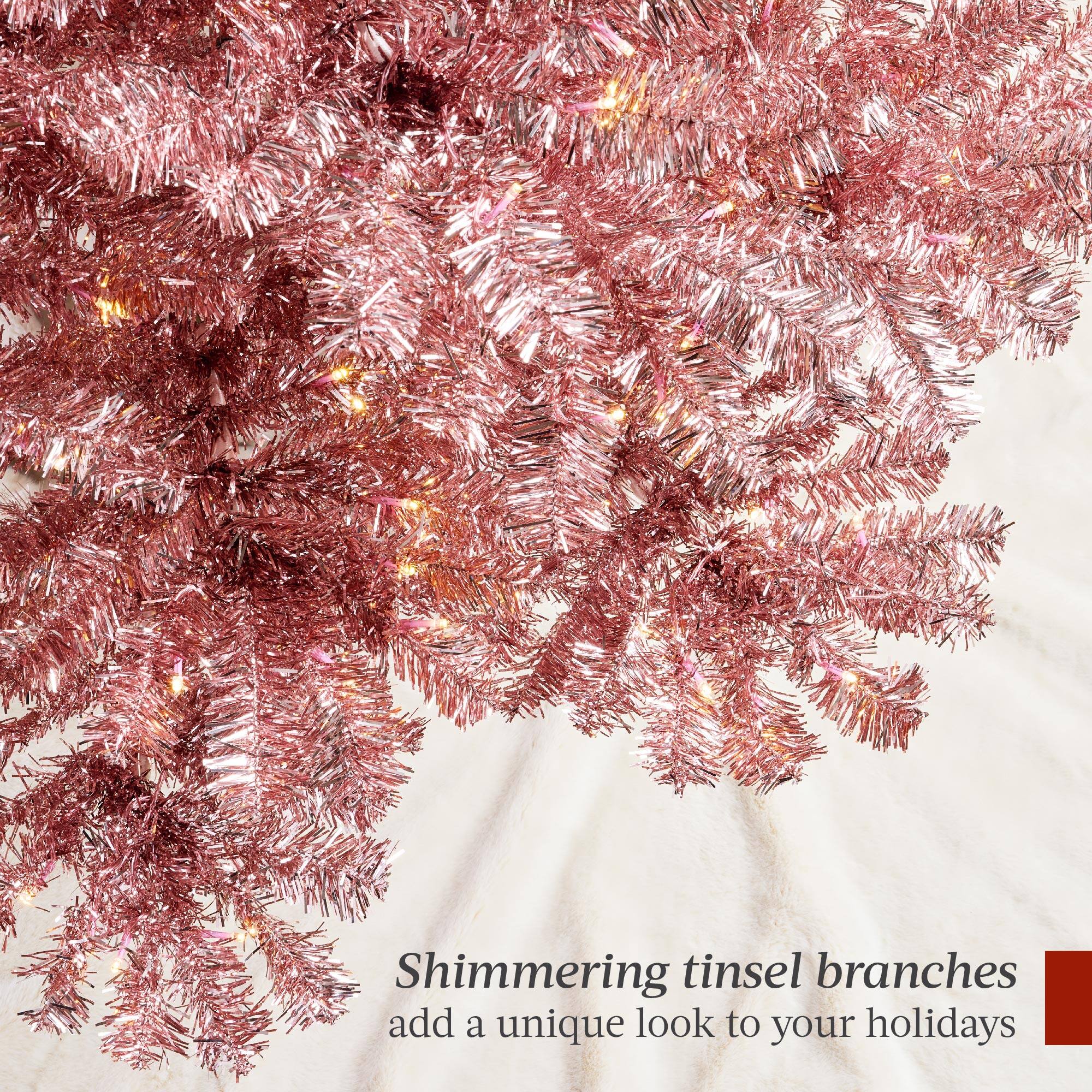 Shimmering tinsel branches add a unique look to your holidays.