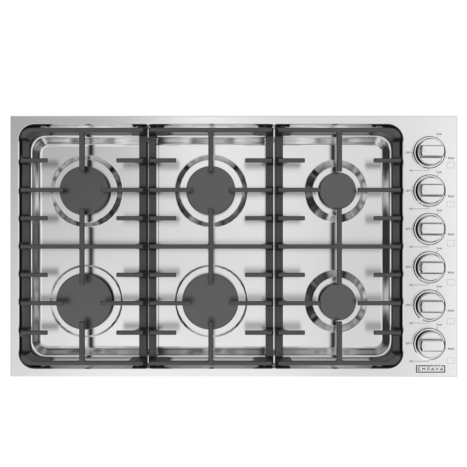 Empava - 36 in. 6 Burners Recessed Gas on Glass Cooktop - Stainless Steel