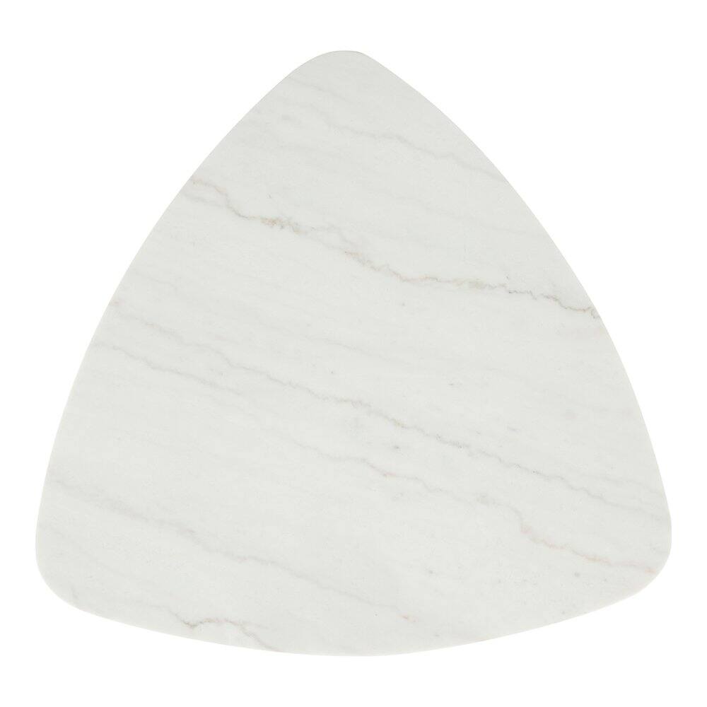 Left. Furniture of America - Isolde Wood and Marble Triangle Coffee Table in White - White.
