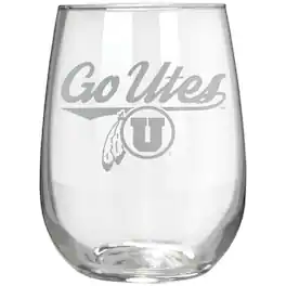 Great American Products - Utah Utes Etched 17oz. Rally Cry Stemless Wine Glass - Multicolor
