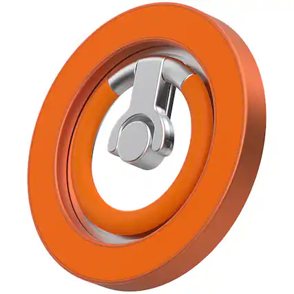 Front. Dteck - Double Sided Mag Safe Magnetic Ring Stand for Apple iPhone 17 Pro Max Metal Foldable Phone Holder 360° Rotation Stand - Orange.