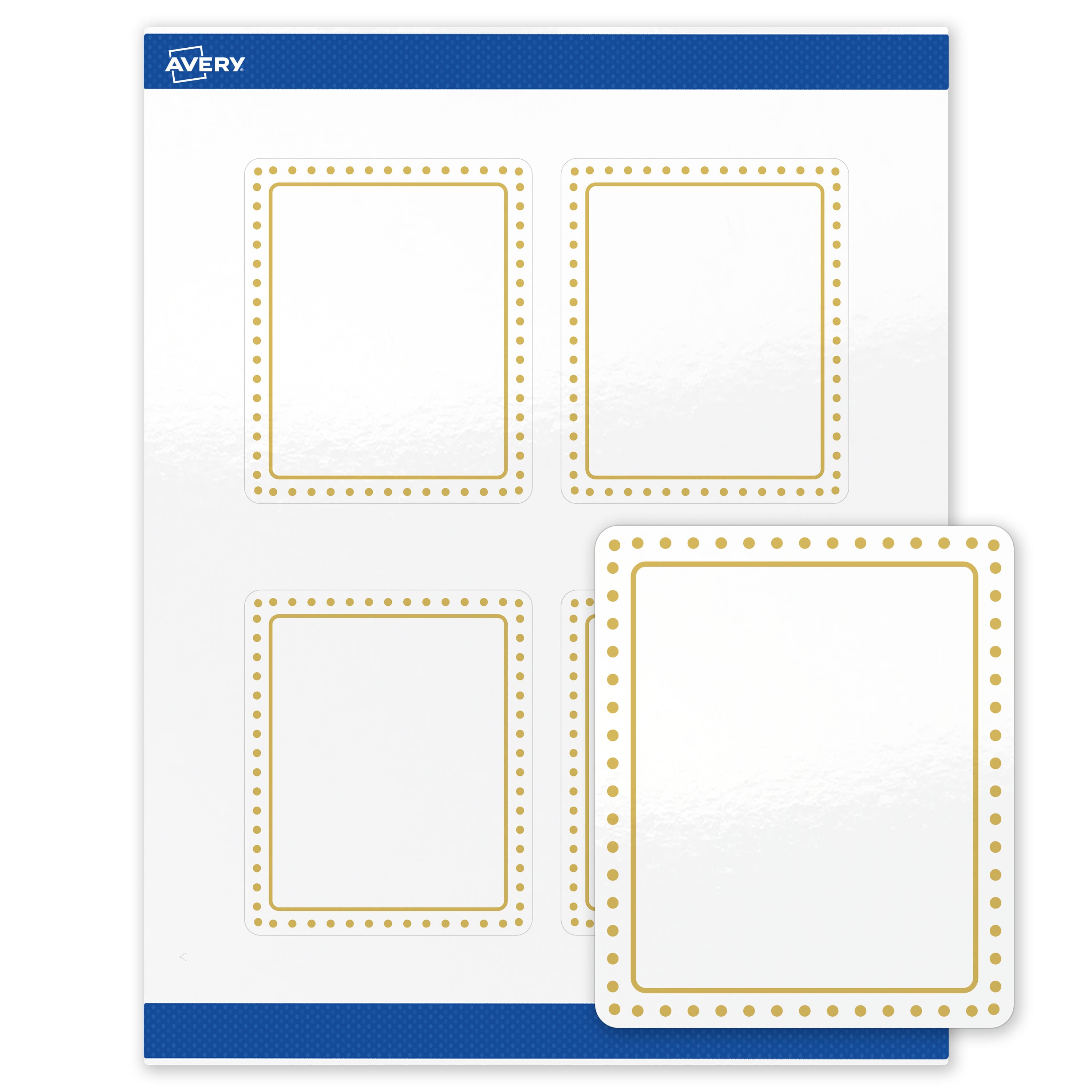 "Avery - Labels, 4"" x 3-1/3"", Glossy Gold Border/Gold Dots - White" price history on PriceWatchPro