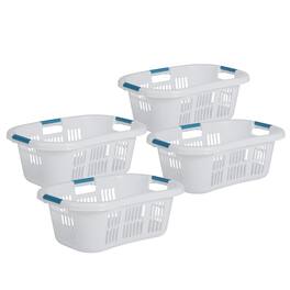 RubberMaid - Small Laundry Basket 2.1 Bushel Hip-Hugger Plastic Bin, 4 Pack - White