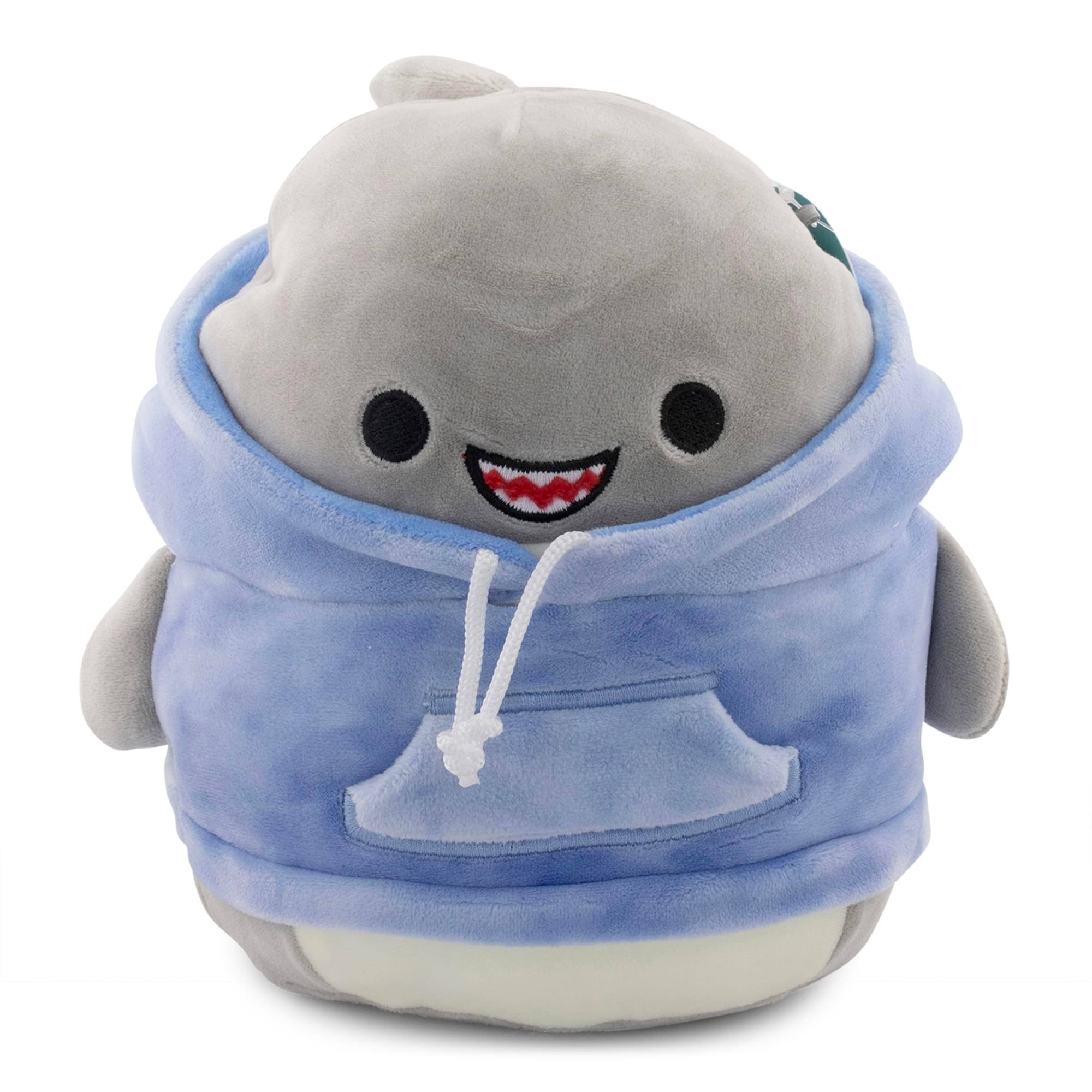 Front. Kellytoy - Squishmallows Hoodie Squad 8 Inch Plush | Gordon The Shark - Blue.