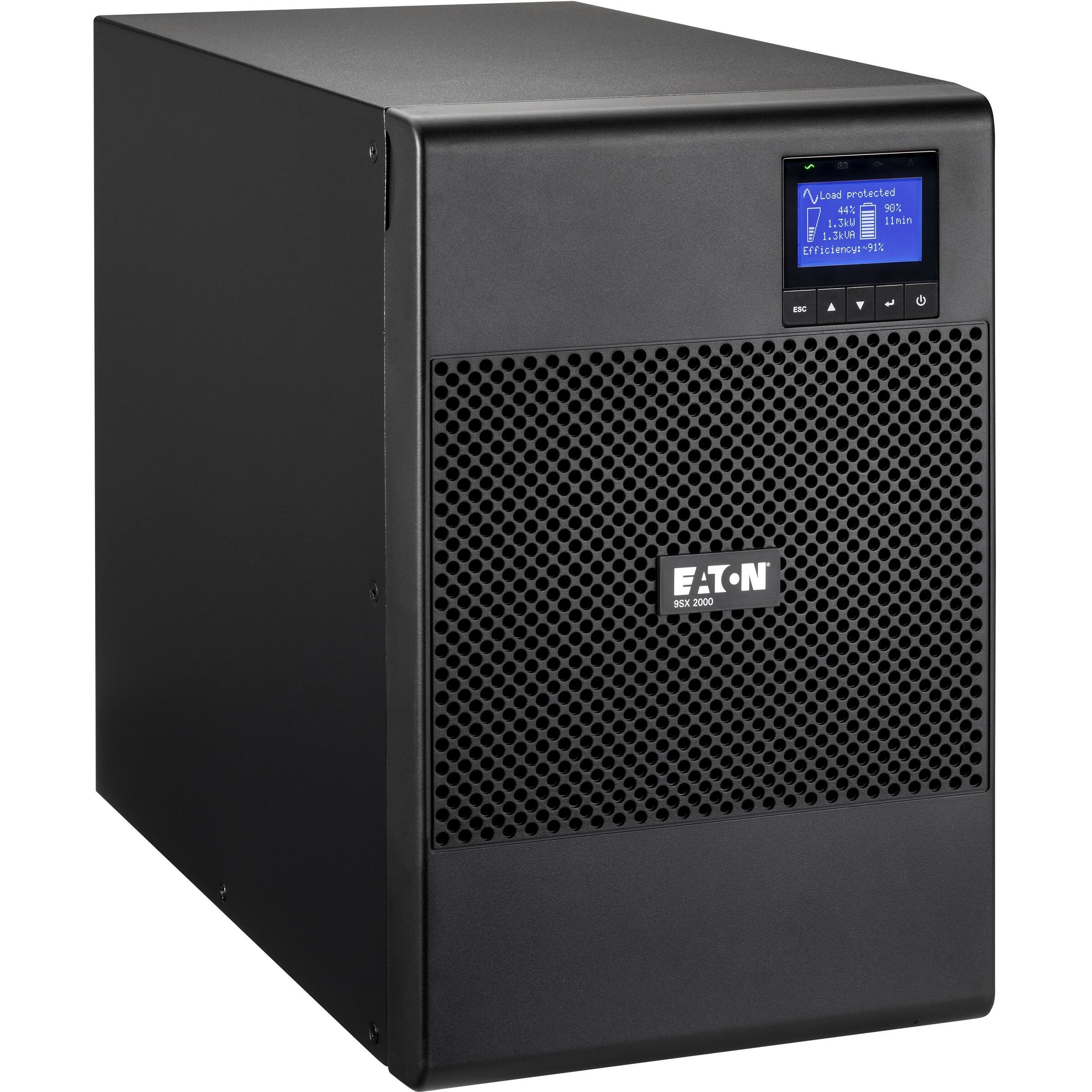 Load protected  
44%  
90%  
1.3kVA  
1.32kW  
Efficiency: 91%  

EATON  
9SX 2000