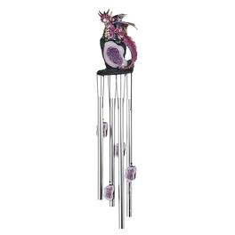 FC Design - 23" Long Dragon on Purple Faux Crystal Round Top Wind Chime Outdoor Patio or Garden Hanging Decoration - Multi-Color