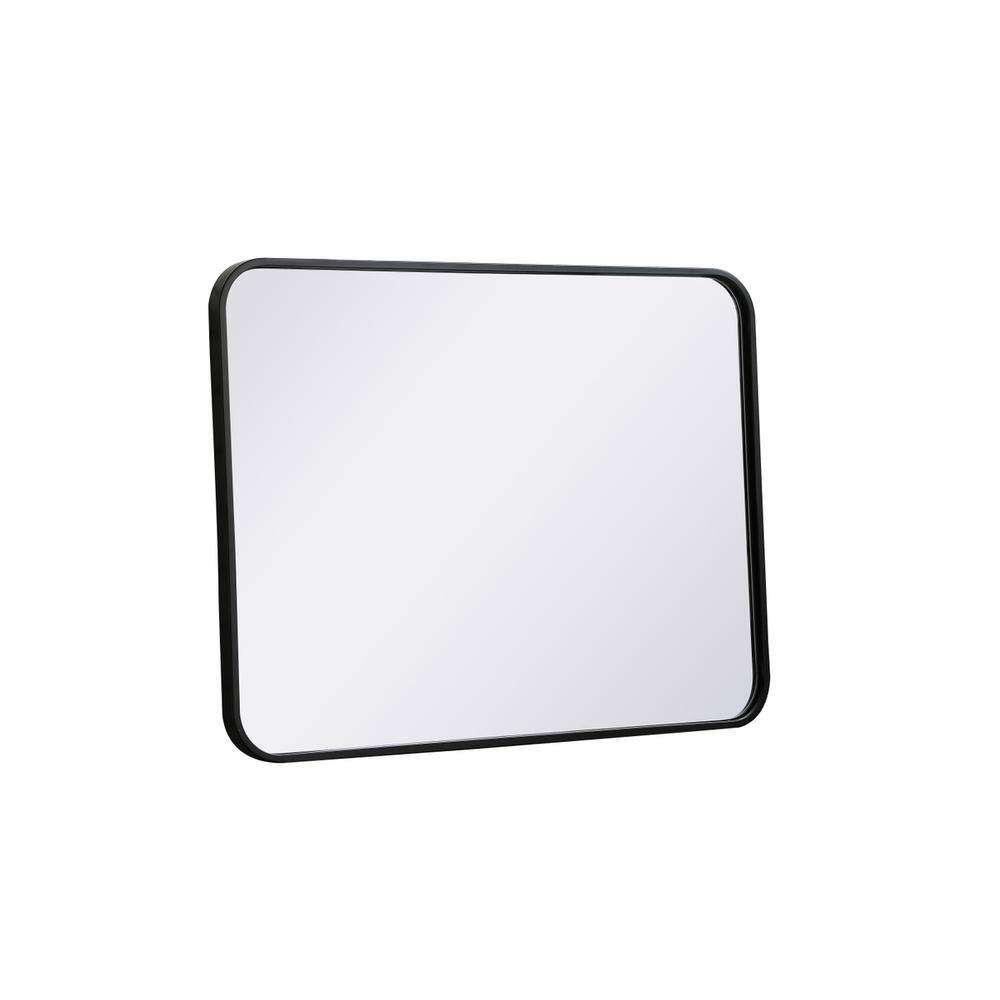 Left. Elegant Decor - Soft corner metal rectangular mirror 22x30 inch in Black - Black.
