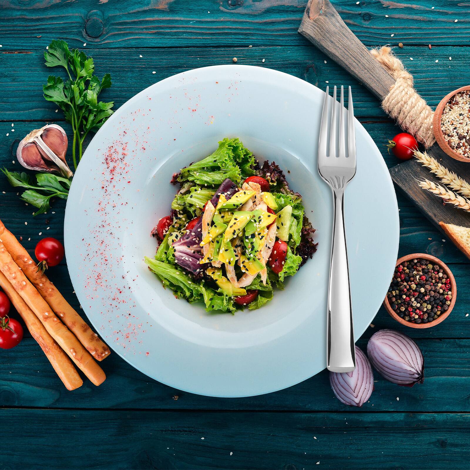 Left. Hansmart - BARENTHAL Premium 4-Piece Stainless Steel Cutlery Set, Ergonomic Design, Dishwasher Safe, Rust Resistant, Mirror Finish - 4 PCS Dinner Fork.