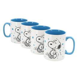 Peanuts - Freckled Joy Snoopy 17 Ounce Stoneware Mug Set in Blue - White