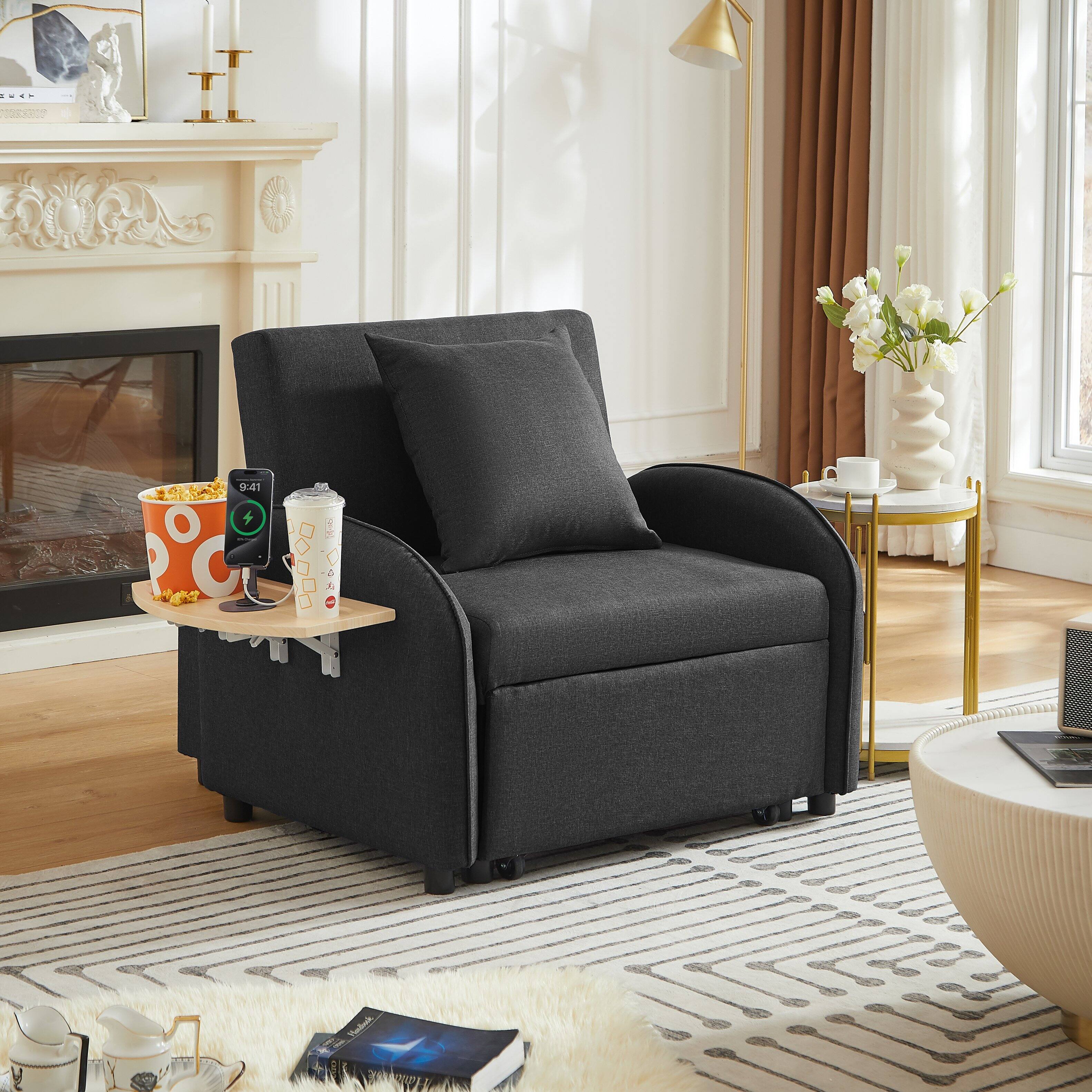 MERAVOM Sleeper Sofa Chair Bed, 3 In 1 Convertible Sofa Chair With ...