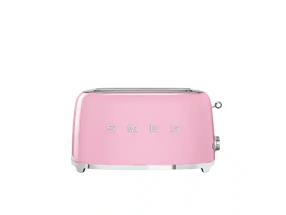 Front. SMEG - SMEG TSF02 4-Slice Long Wide-Slot Toaster - Pink.
