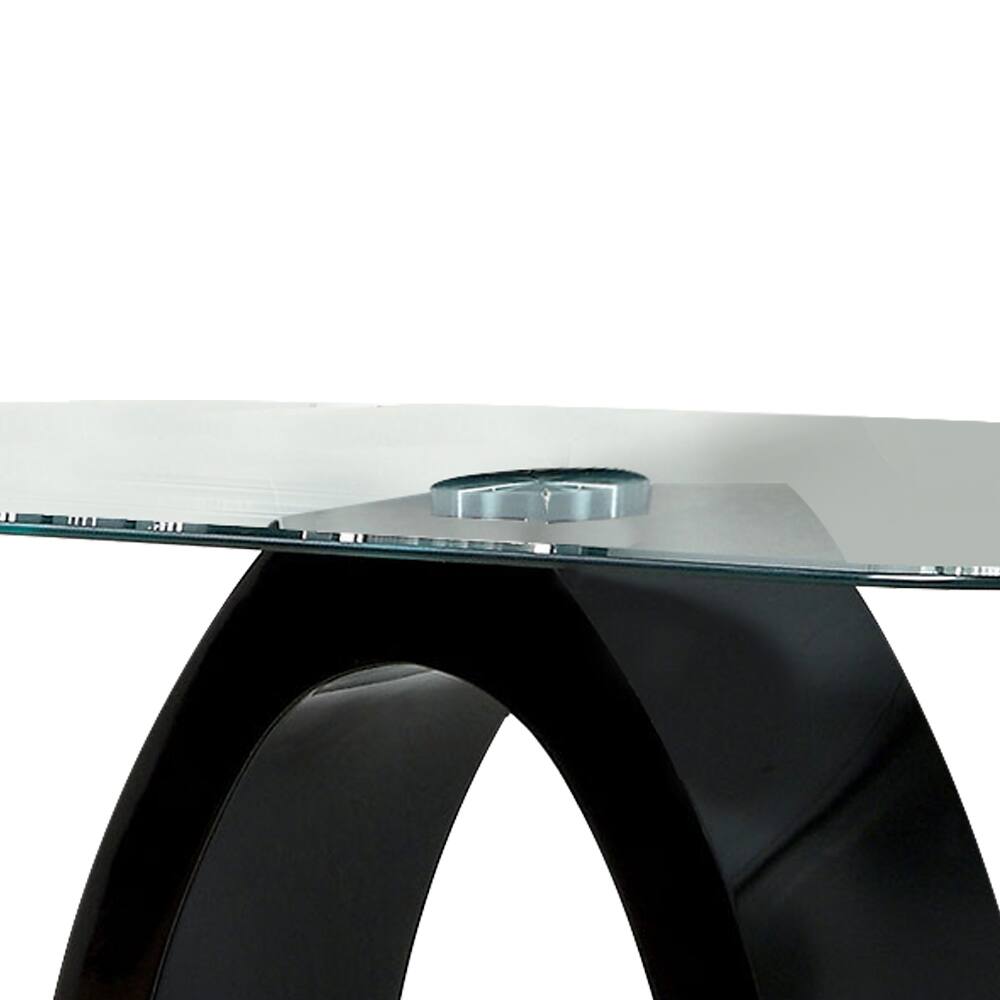 Alt View 2. Manhattan Lane - Contemporary Tempered Glass Top Sofa Table with O Shape Base - Black.