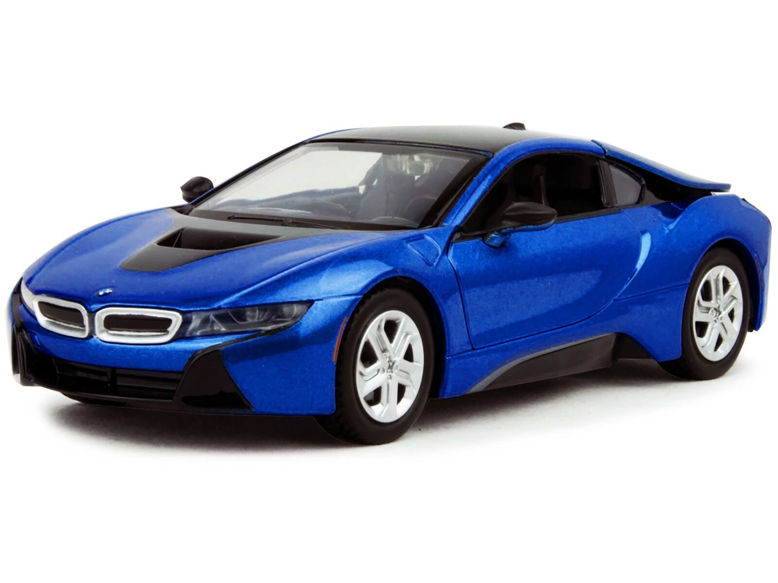 Alt View 1. Motormax - 2018 BMW i8 Coupe Metallic Blue with Black Top 1/24 Diecast Model Car by Motormax.