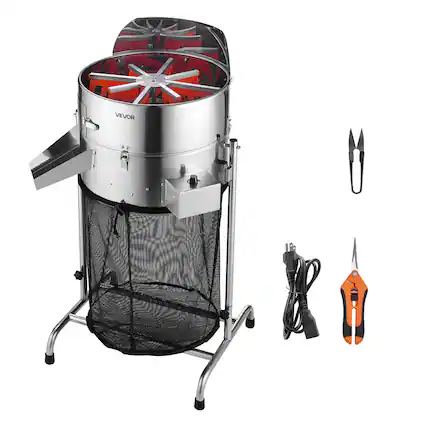 Front. VEVOR - Electric Bud Leaf Trimmer, 18 in Tiltable Bud Trimmer with Sharp Stainless Steel Blades, Adjustable Speed - Silver.