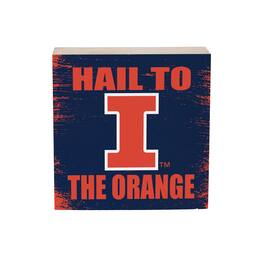 Evergreen Enterprises - Illinois Fighting Illini 6" Square Fan Chant Wood Block Shelf Sign - Multicolor