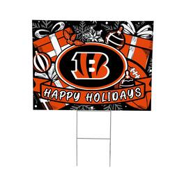 Evergreen Enterprises - Cincinnati Bengals 24" x 18" Happy Holidays Christmas Outdoor Staked Yard Sign - Multicolor