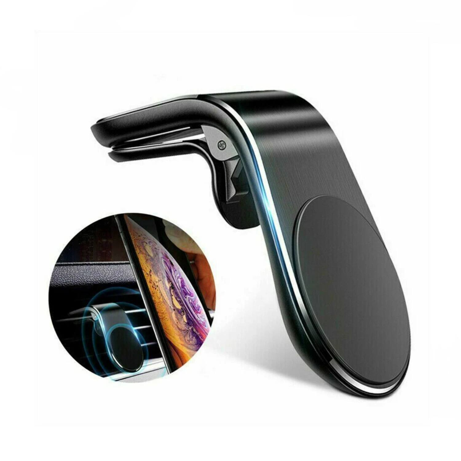 Angle. Stock Preferred - Magnetic Car Air Vent Phone Mount Holder Black - Black.