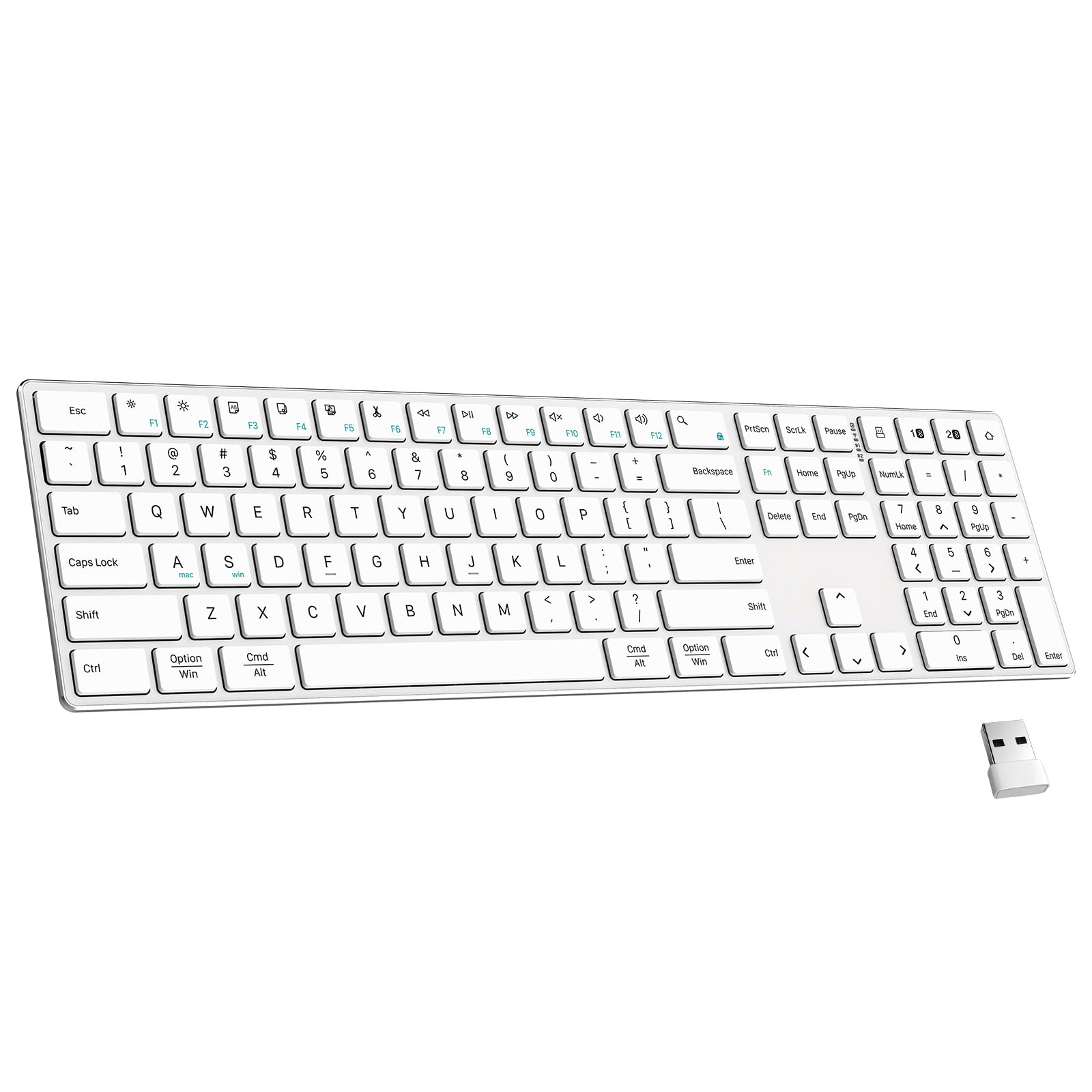 Wireless and Bluetooth Keyboard-White
