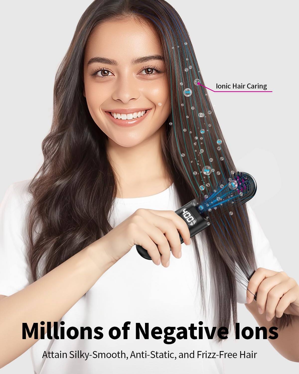 Ionic Hair Caring

Millions of Negative Ions  
Attain Silky-Smooth, Anti-Static, and Frizz-Free Hair