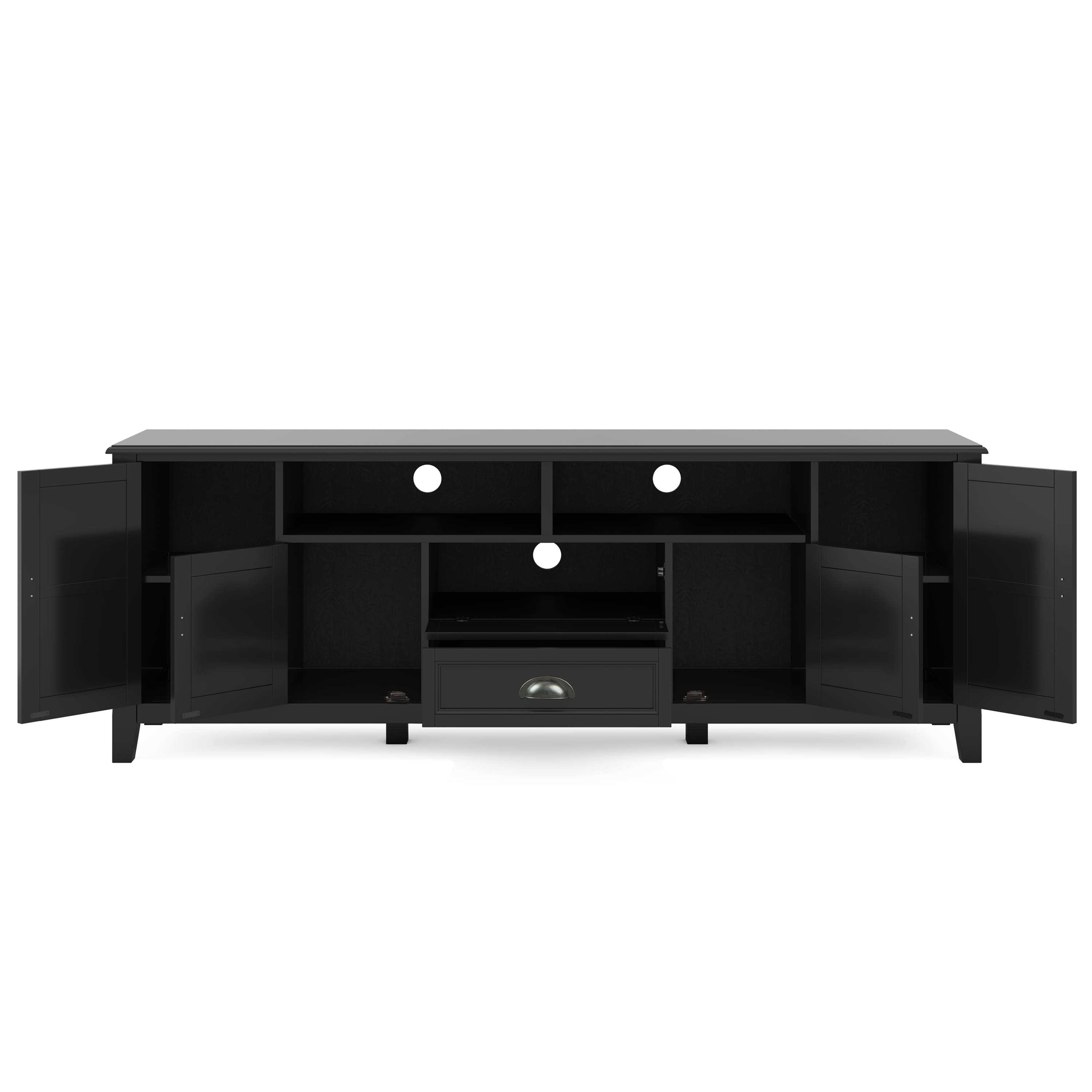 Alt View 1. Simpli Home - Burlington SOLID WOOD 72 inch TV Media Stand in Black For TVs up to 80 inches - Black.